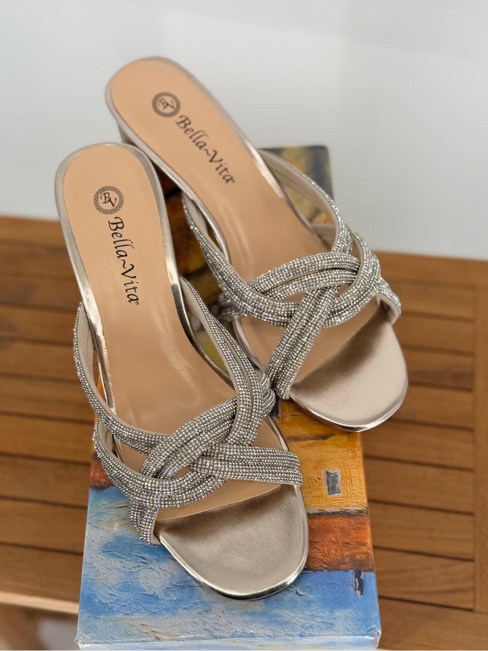 New Bella Vita CARMEN Women's Metallic Silver Knot Slide SandalsSIZE 8 W